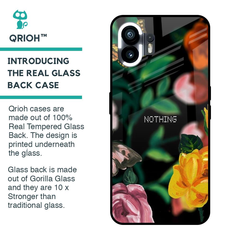 Flowers & Butterfly Glass Case for Nothing Phone 2
