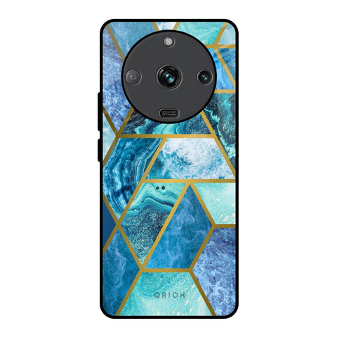 Turquoise Geometrical Marble Realme Narzo 60 5G Glass Back Cover Online