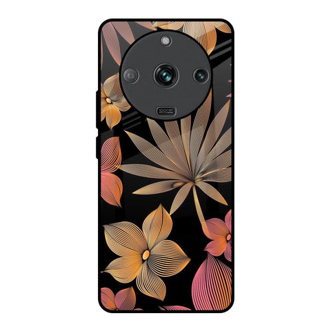 Lines Pattern Flowers Realme Narzo 60 5G Glass Back Cover Online