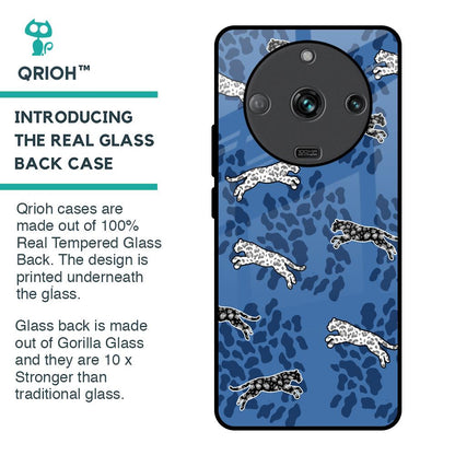 Blue Cheetah Glass Case for Realme Narzo 60 5G