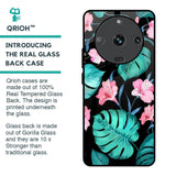 Tropical Leaves & Pink Flowers Glass Case for Realme Narzo 60 5G