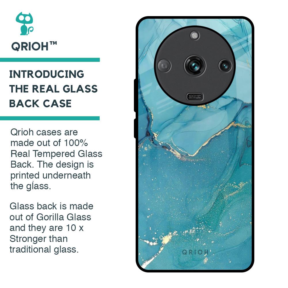Blue Golden Glitter Glass Case for Realme Narzo 60 5G