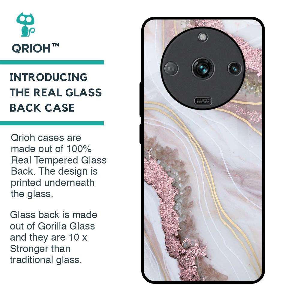 Pink & Gold Gllitter Marble Glass Case for Realme Narzo 60 5G