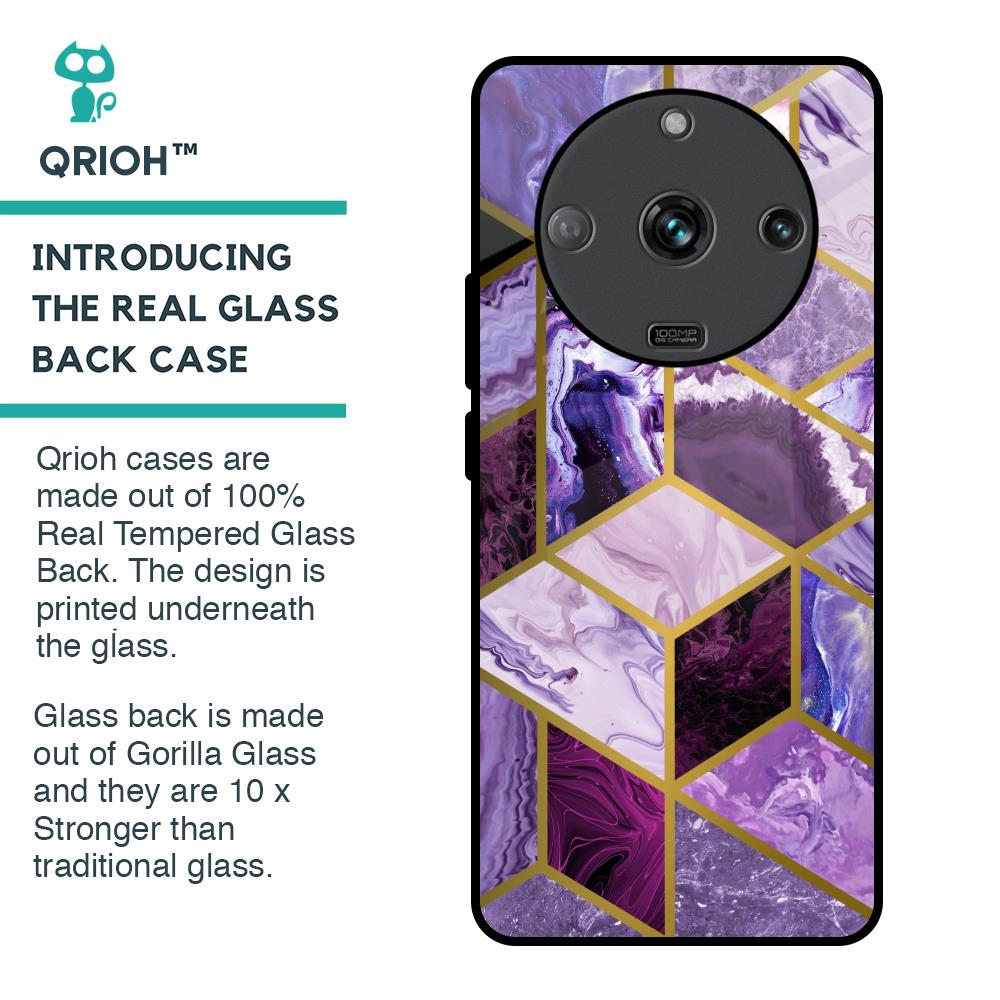 Purple Rhombus Marble Glass Case for Realme Narzo 60 5G