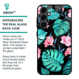 Tropical Leaves & Pink Flowers Glass Case for Samsung Galaxy S23 FE 5G