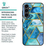 Turquoise Geometrical Marble Glass Case for Samsung Galaxy S23 FE 5G
