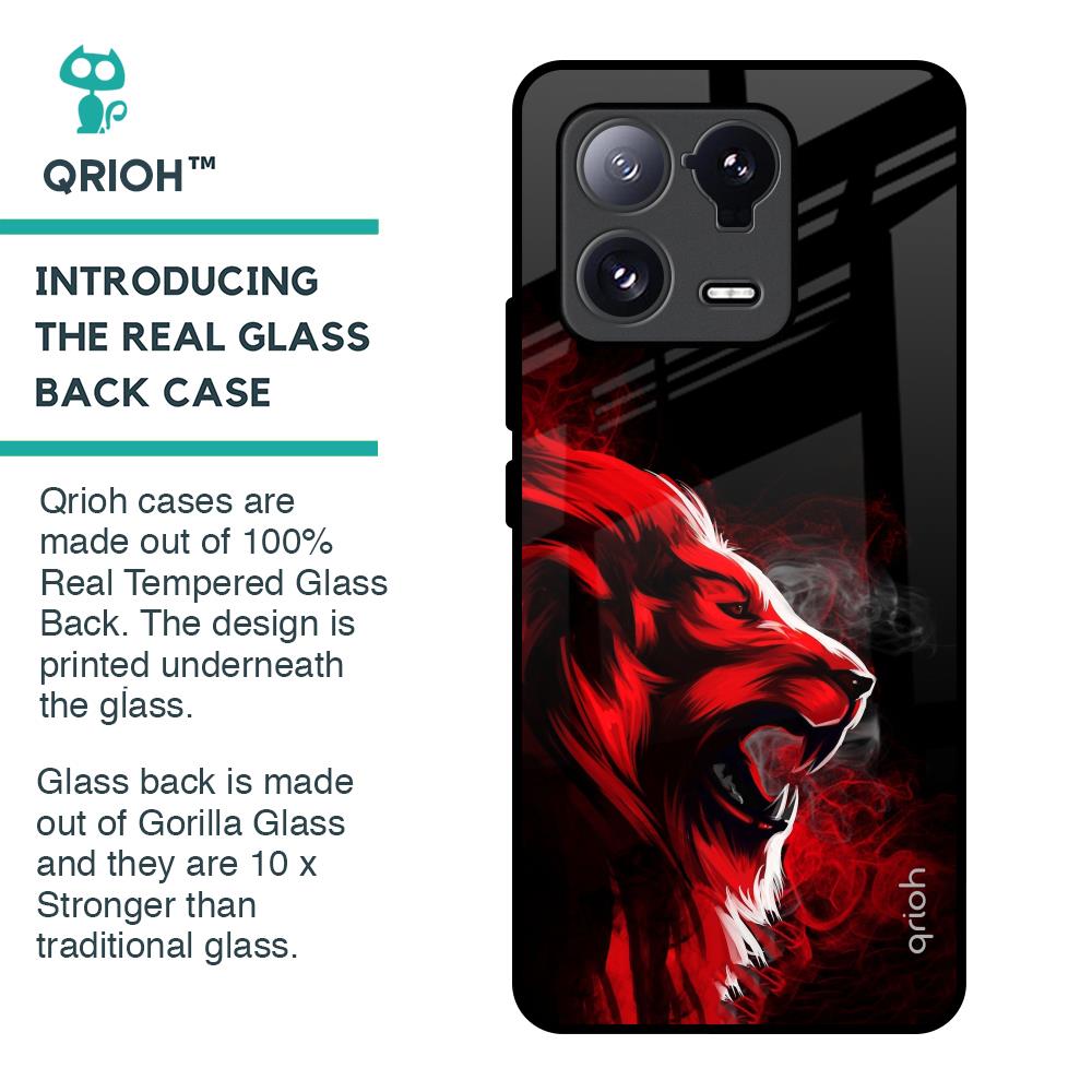 Red Angry Lion Glass Case for Mi 13 Pro