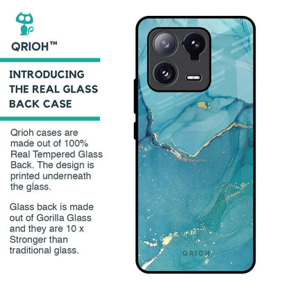 Blue Golden Glitter Glass Case for Mi 13 Pro