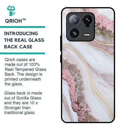 Pink & Gold Gllitter Marble Glass Case for Mi 13 Pro