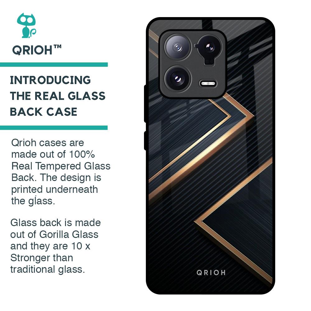 Sleek Golden & Navy Glass Case for Mi 13 Pro