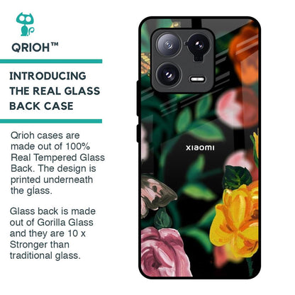 Flowers & Butterfly Glass Case for Mi 13 Pro