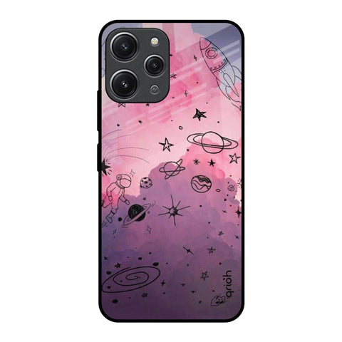 Space Doodles Redmi 12 Glass Back Cover Online