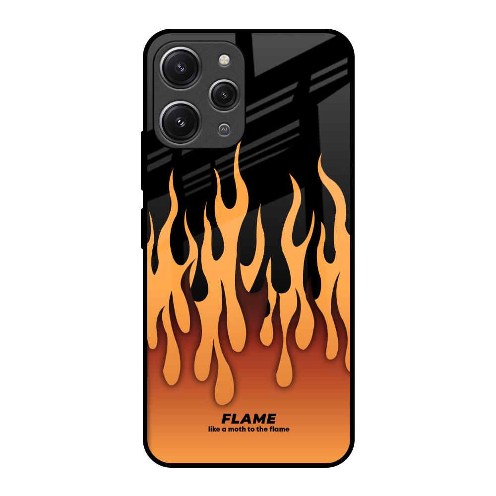 Fire Flame Redmi 12 Glass Back Cover Online