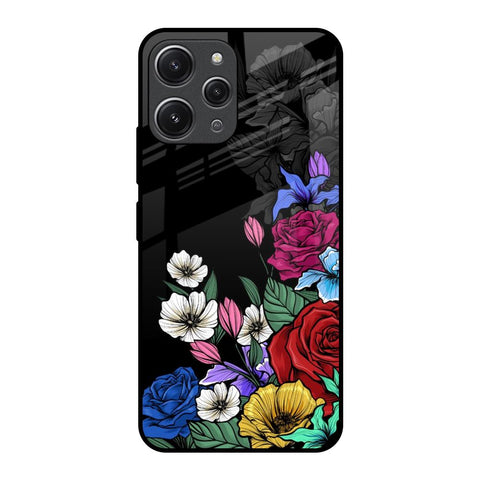 Rose Flower Bunch Art Redmi 12 Glass Back Cover Online