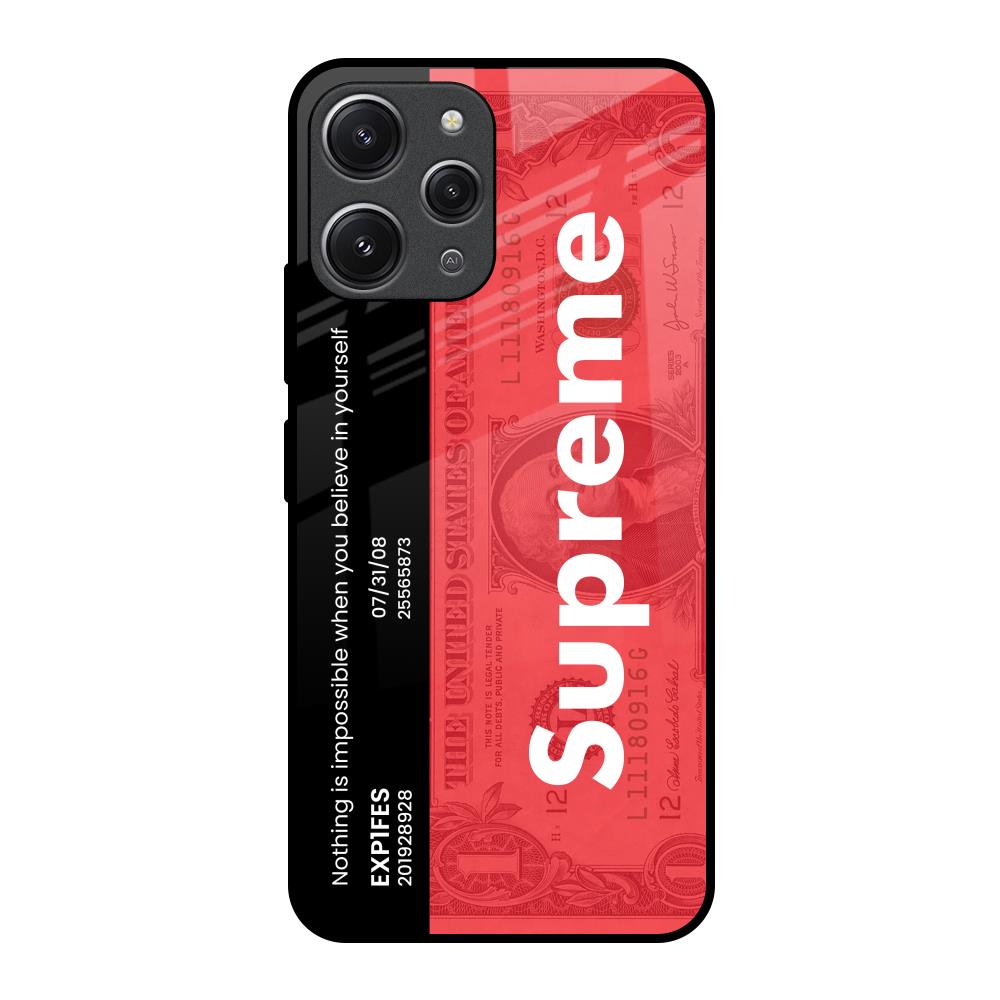 Supreme Ticket Redmi 12 Glass Back Cover Online