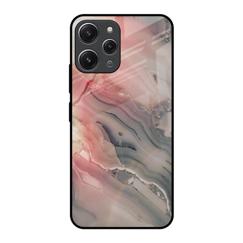 Pink And Grey Marble Redmi 12 Glass Back Cover Online