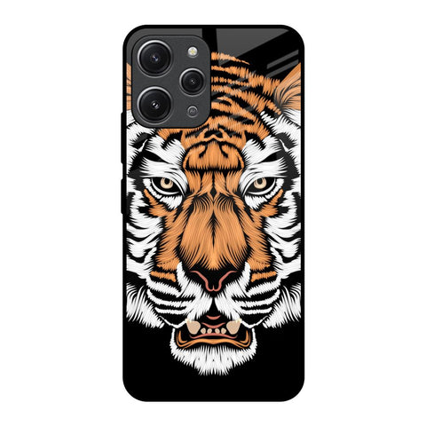 Angry Tiger Redmi 12 Glass Back Cover Online