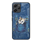 Kitty In Pocket Redmi 12 Glass Back Cover Online