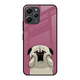 Funny Pug Face Redmi 12 Glass Back Cover Online
