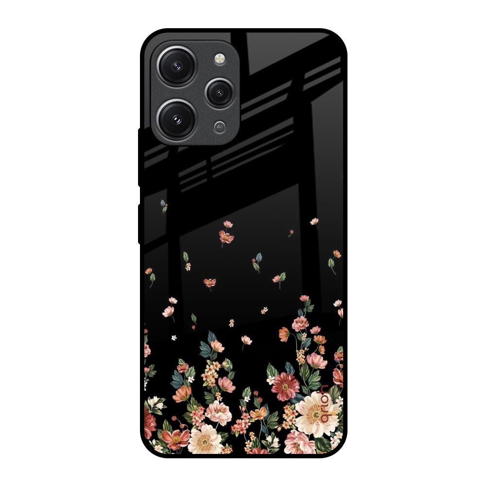 Floating Floral Print Redmi 12 Glass Back Cover Online