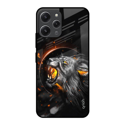 Aggressive Lion Redmi 12 Glass Back Cover Online