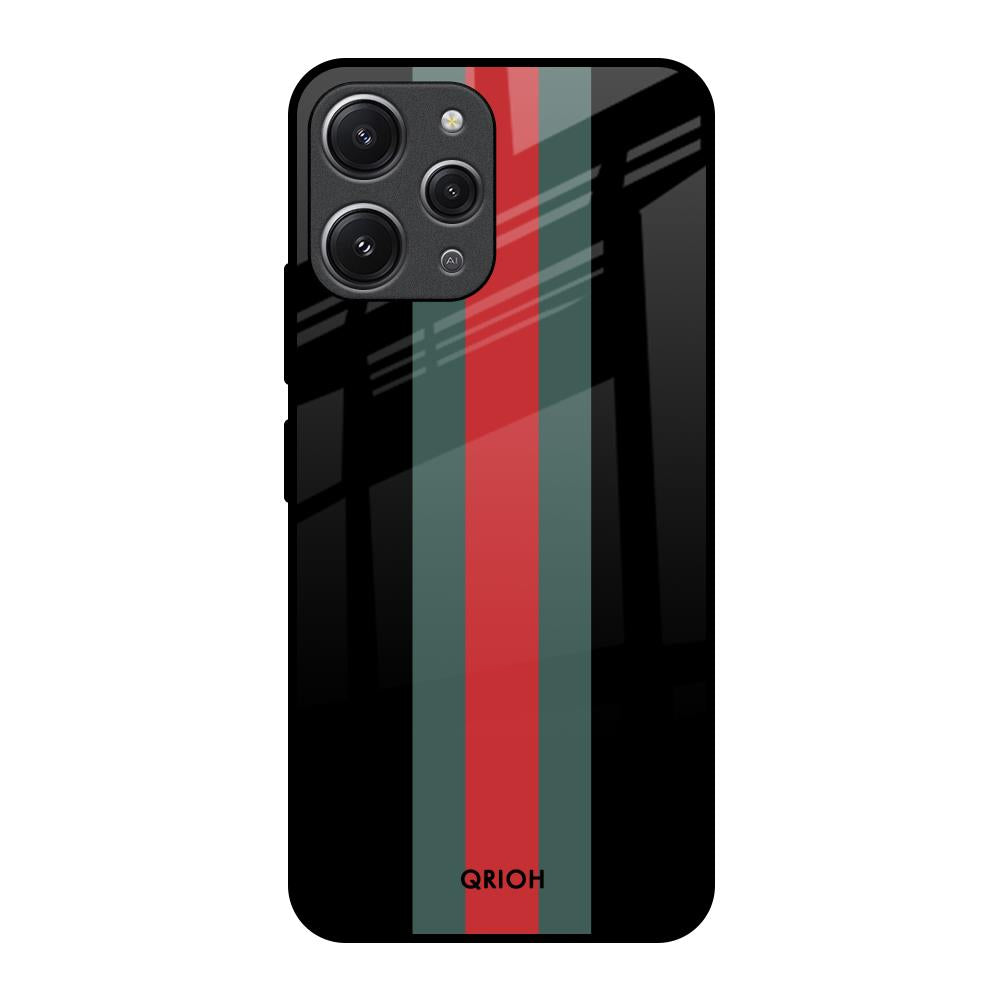 Vertical Stripes Redmi 12 Glass Back Cover Online