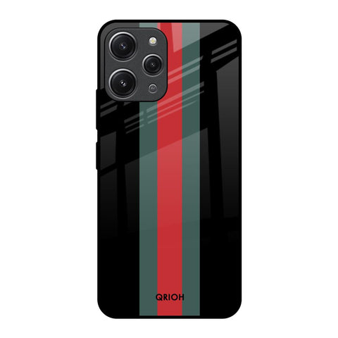 Vertical Stripes Redmi 12 Glass Back Cover Online