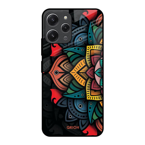 Retro Gorgeous Flower Redmi 12 Glass Back Cover Online