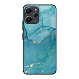 Blue Golden Glitter Redmi 12 Glass Back Cover Online