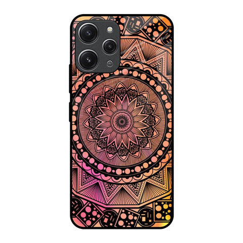 Floral Mandala Redmi 12 Glass Back Cover Online