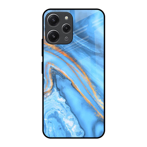 Vibrant Blue Marble Redmi 12 Glass Back Cover Online