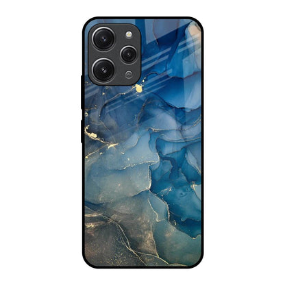 Blue Cool Marble Redmi 12 Glass Back Cover Online