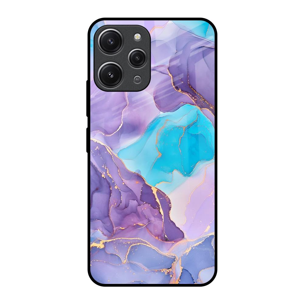 Alcohol ink Marble Redmi 12 Glass Back Cover Online