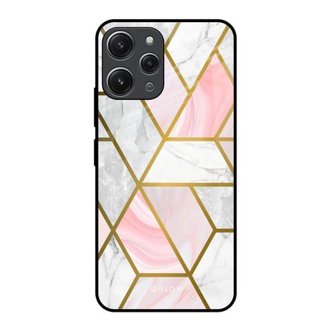 Geometrical Marble Redmi 12 Glass Back Cover Online
