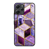 Purple Rhombus Marble Redmi 12 Glass Back Cover Online