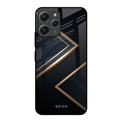 Sleek Golden & Navy Redmi 12 Glass Back Cover Online