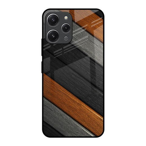Tri Color Wood Redmi 12 Glass Back Cover Online