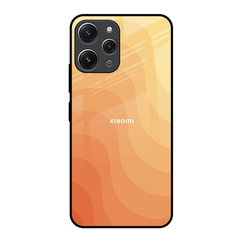 Orange Curve Pattern Redmi 12 Glass Back Cover Online