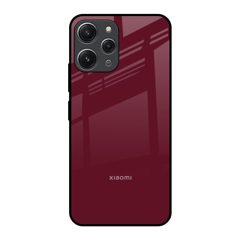 Classic Burgundy Redmi 12 Glass Back Cover Online