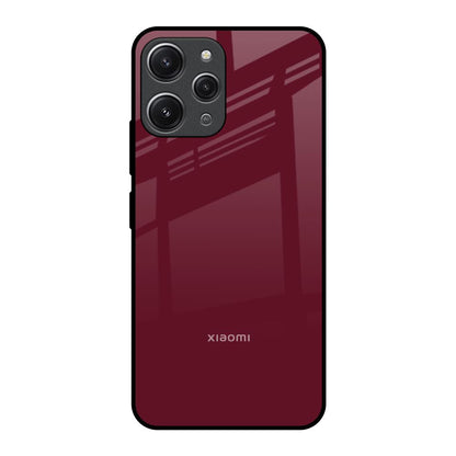 Classic Burgundy Redmi 12 Glass Back Cover Online
