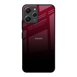Wine Red Redmi 12 Glass Back Cover Online
