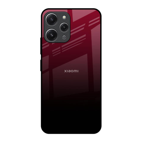 Wine Red Redmi 12 Glass Back Cover Online