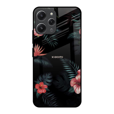 Tropical Art Flower Redmi 12 Glass Back Cover Online