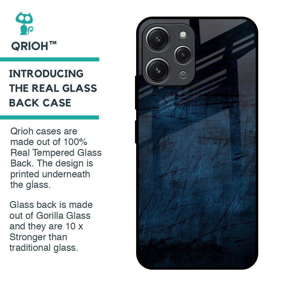 Dark Blue Grunge Glass Case for Redmi 12