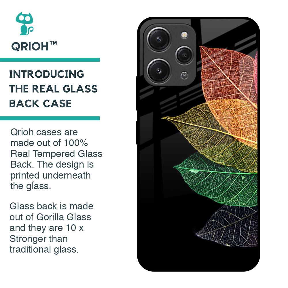 Colorful Leaves Glass Case for Redmi 12