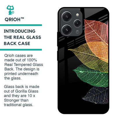 Colorful Leaves Glass Case for Redmi 12