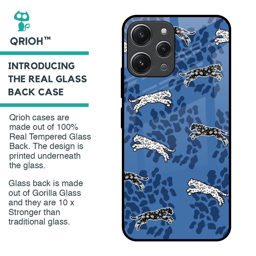 Blue Cheetah Glass Case for Redmi 12
