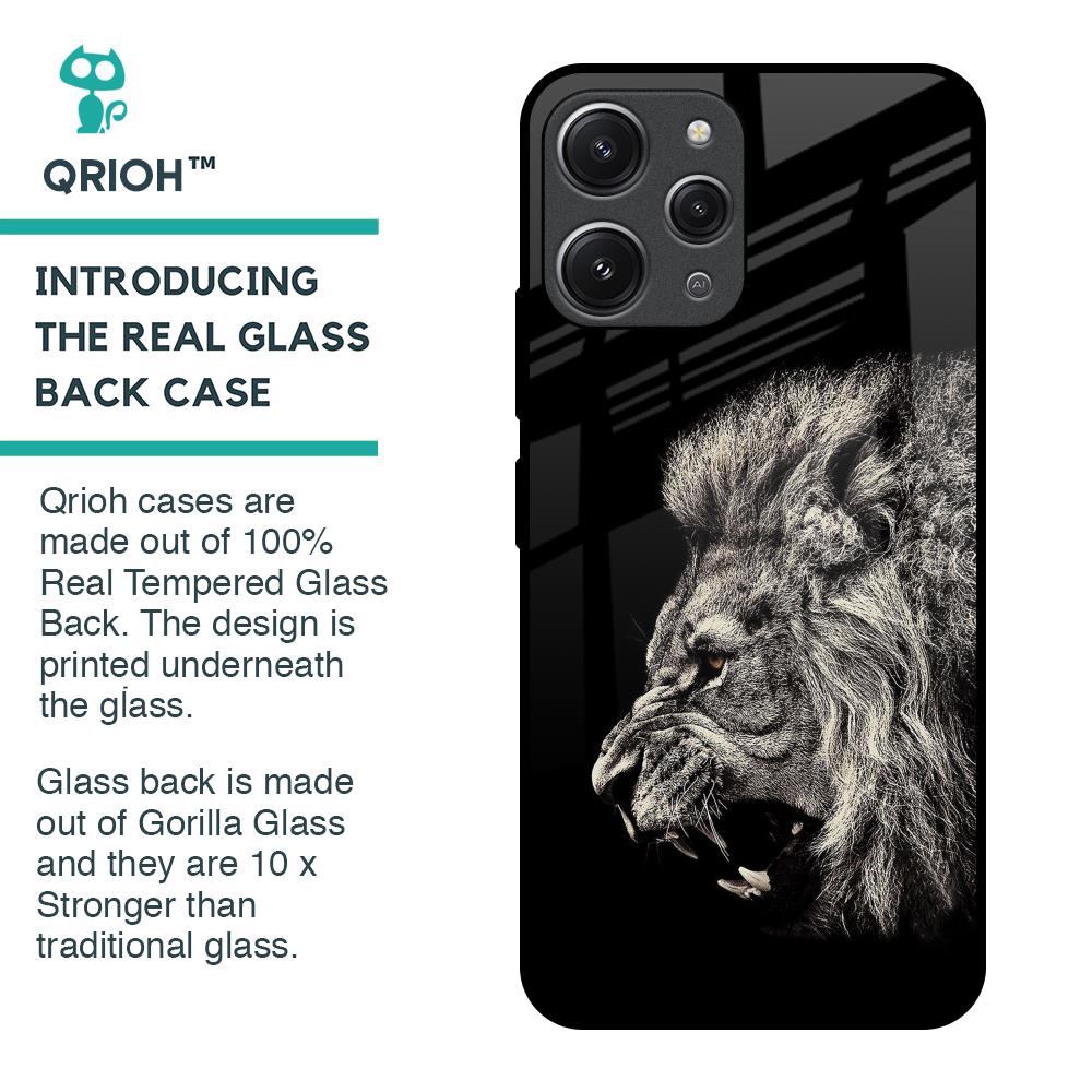 Brave Lion Glass Case for Redmi 12