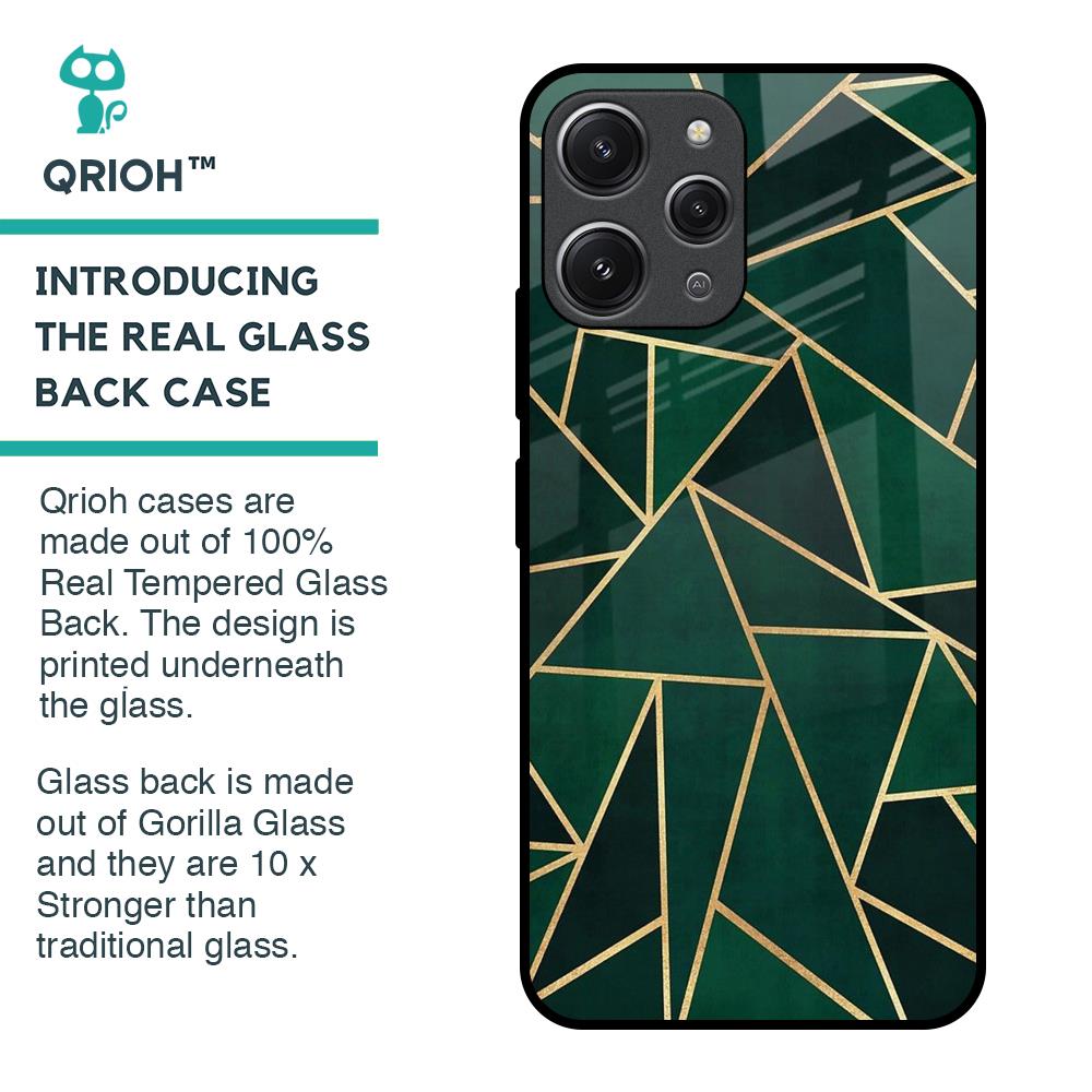 Abstract Green Glass Case For Redmi 12