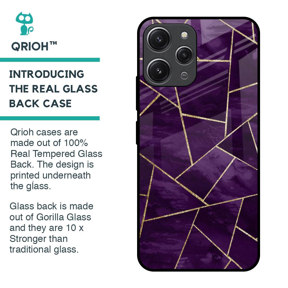 Geometric Purple Glass Case For Redmi 12